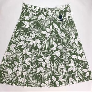 Land's End Women’s Plus Size 1X Green & White Long Maxi Skirt